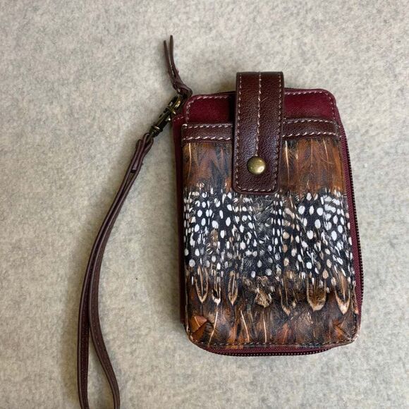 The Sak Handbags - The Sak Leather Smartphone Wristlet Wallet with Pheasant Feather Motif